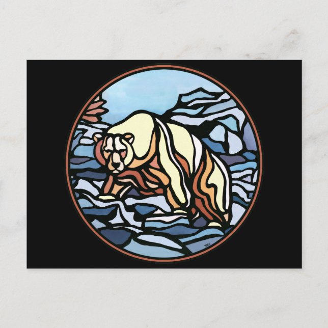 Cartão Postal Cartazes Postais de Arte do Urso Nativo do Polar (Frente)