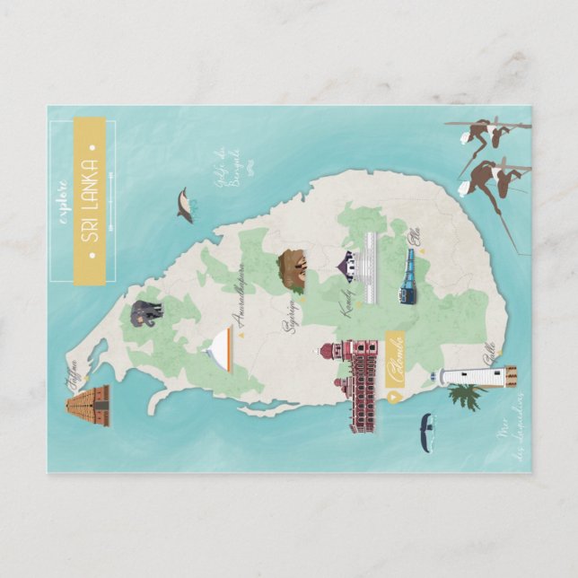 Cartão Postal Carte do Sri Lanka (Frente)