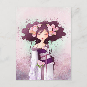 Cartão Postal Carte geisha dahlia
