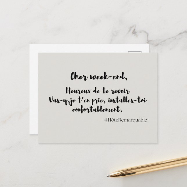 Cartão Postal Carte humouristique “CHER WEEK-END“ (Frente/Verso In Situ)