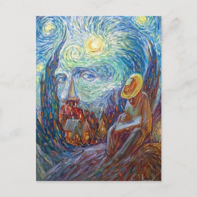 Cartão Postal Carte ilusion Van Gogh nuit (Frente)