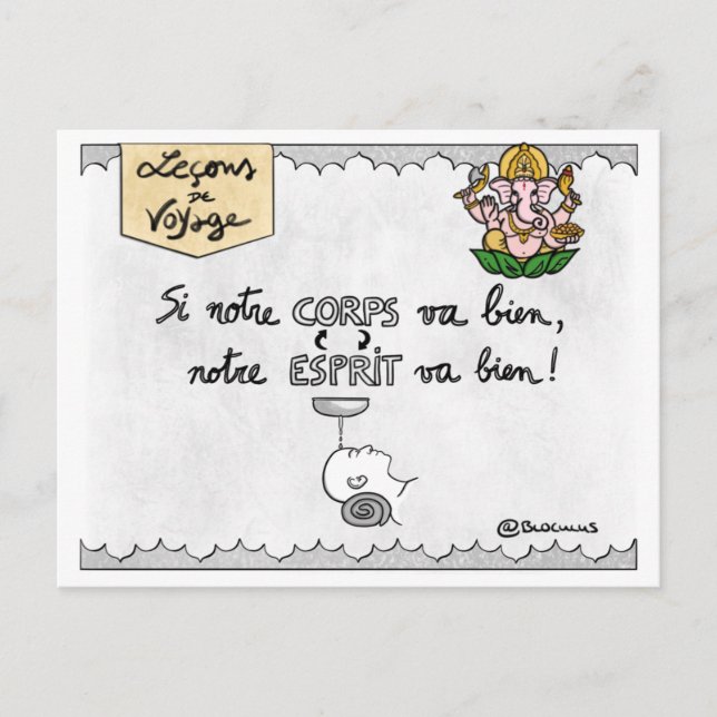 Cartão Postal Carte leçons de viagem: "Ayurveda" (Frente)