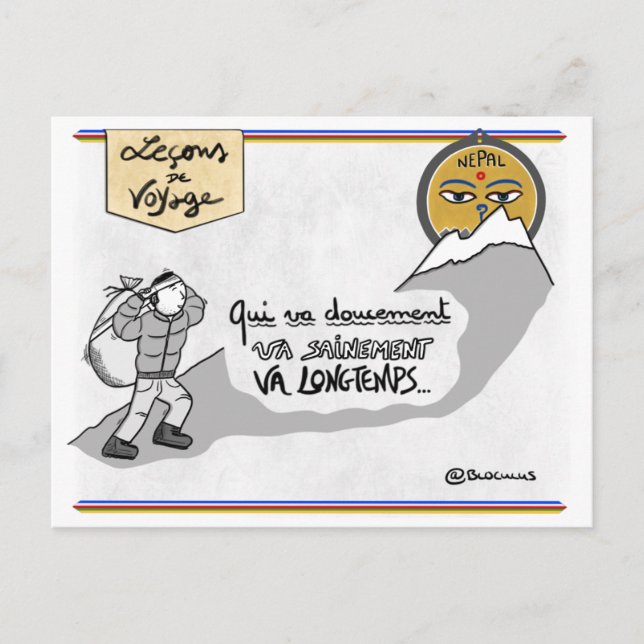 Cartão Postal Carte leçons de viagem: Ralentissez, soufflez! (Frente)