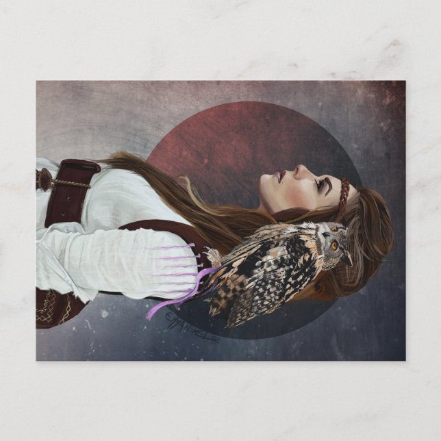Cartão Postal Carte postal "Lady Owl". (Frente)