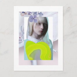 Cartão Postal Carte postal portrait jeune fille pastel et fluo c