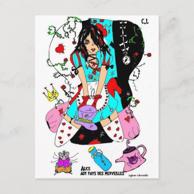 Cartão Postal carte postale alice aux pay des merveilles (Frente)