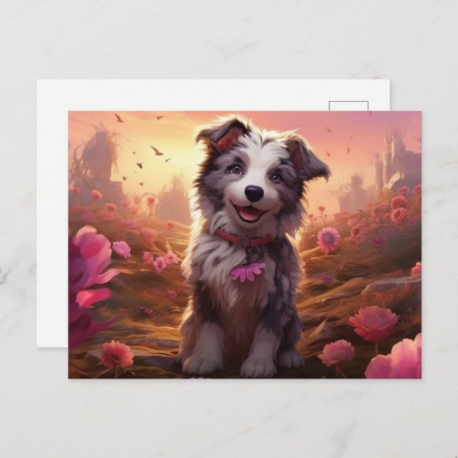 Cartão Postal Carte Postale Canine Florale (Frente/Verso)