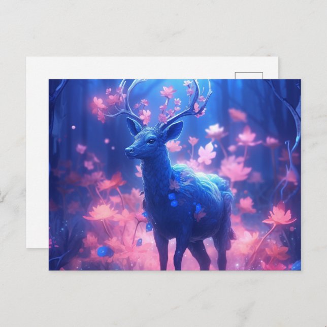 Cartão Postal Carte Postale Cerf  lumière bleue (Frente/Verso)
