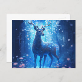 Cartão Postal Carte Postale Cerf lumière bleue