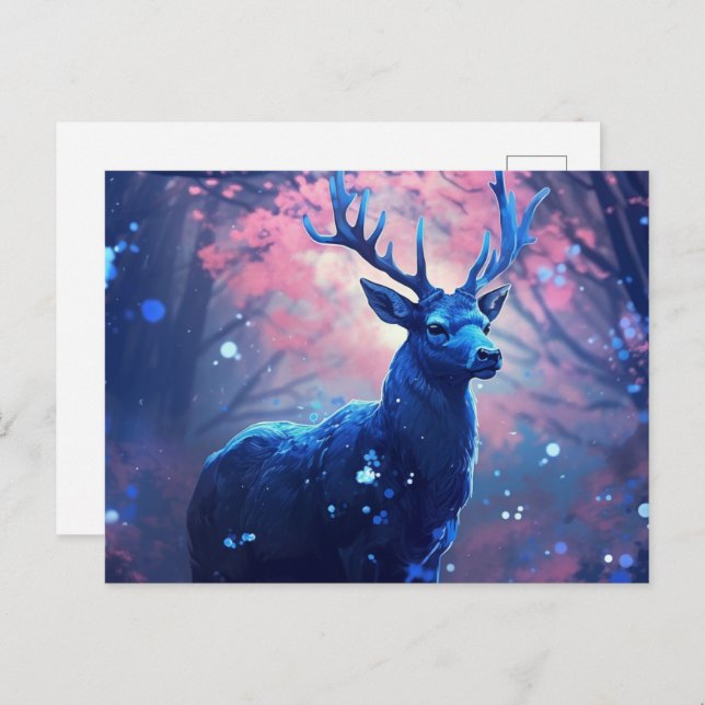 Cartão Postal Carte Postale Cerf  lumière bleue (Frente/Verso)