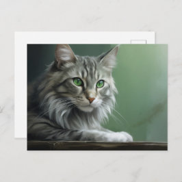 Cartão Postal Carte postale Chat Foret 2