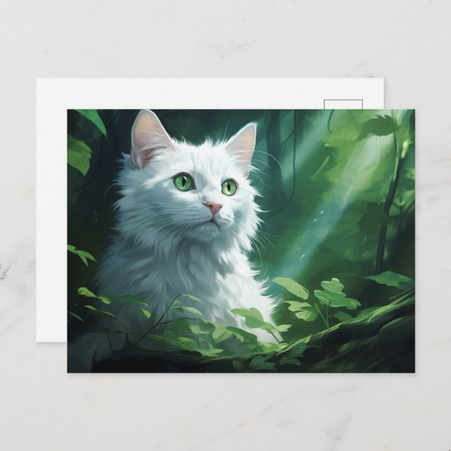 Cartão Postal Carte postale Chat Foret 8 (Frente/Verso)