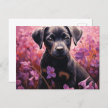 Carte Postale Chien Épanoui dans les Fleurs