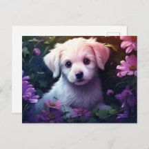 Carte postale Chien Fleur 4