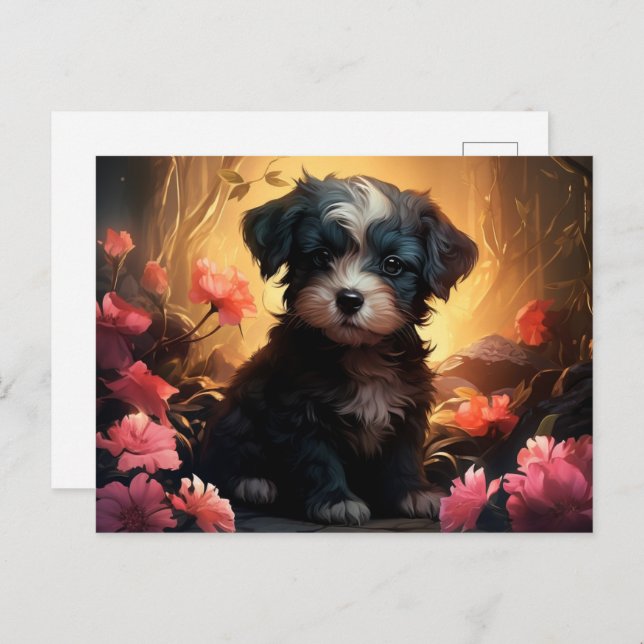 Cartão Postal Carte Postale Chien Parfumé aux Fleurs (Frente/Verso)
