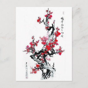Cartão Postal Carte Postale Dessin cerisier Japon