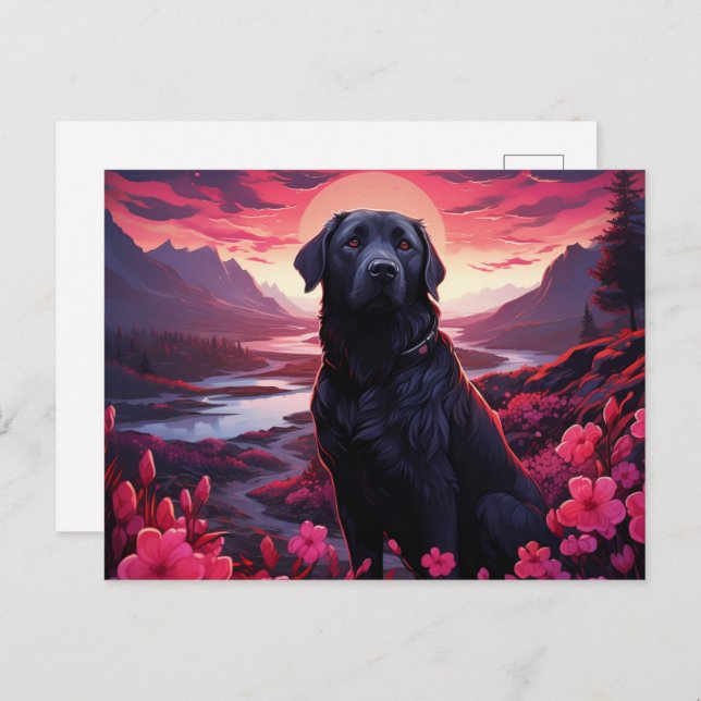 Cartão Postal Carte postale Dog Among Flowers (Frente/Verso)