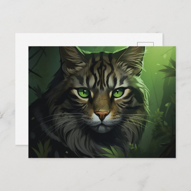 Cartão Postal Carte postale Feline Encounter in the Woods (Frente/Verso)