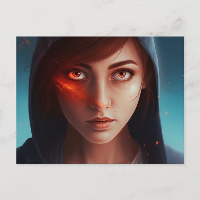 Cartão Postal Carte postale fille super heros (Frente)