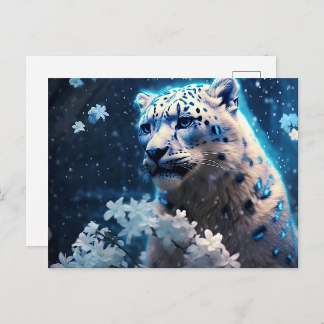 Cartão Postal Carte Postale jaguar lumière bleue (Frente/Verso)