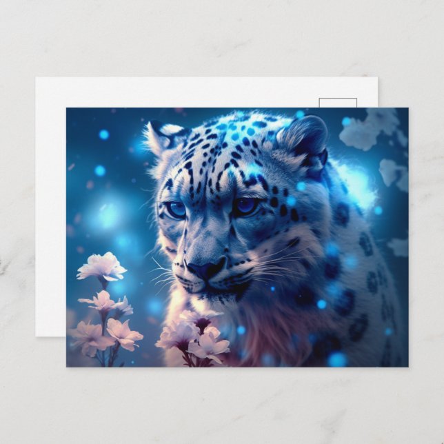 Cartão Postal Carte Postale jaguar lumière bleue (Frente/Verso)