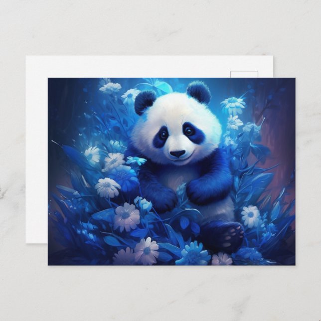 Cartão Postal Carte Postale Panda lumière bleue (Frente/Verso)