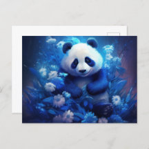 Carte Postale Panda lumière bleue