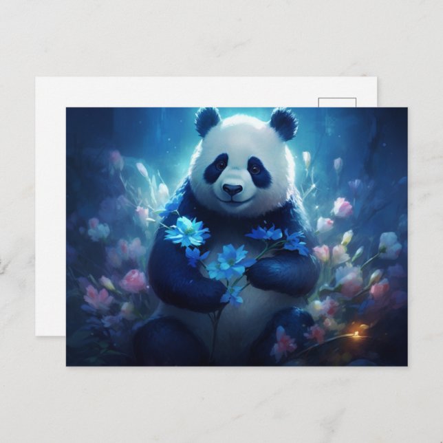 Cartão Postal Carte Postale Panda lumière bleue (Frente/Verso)