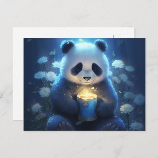 Cartão Postal Carte Postale Panda lumière bleue (Frente/Verso)