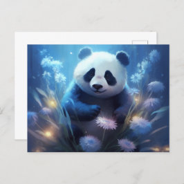 Cartão Postal Carte Postale Panda lumière bleue