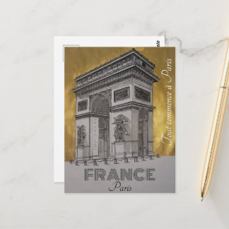 Cartão Postal Carte Postale Paris France l'arc de triomphe