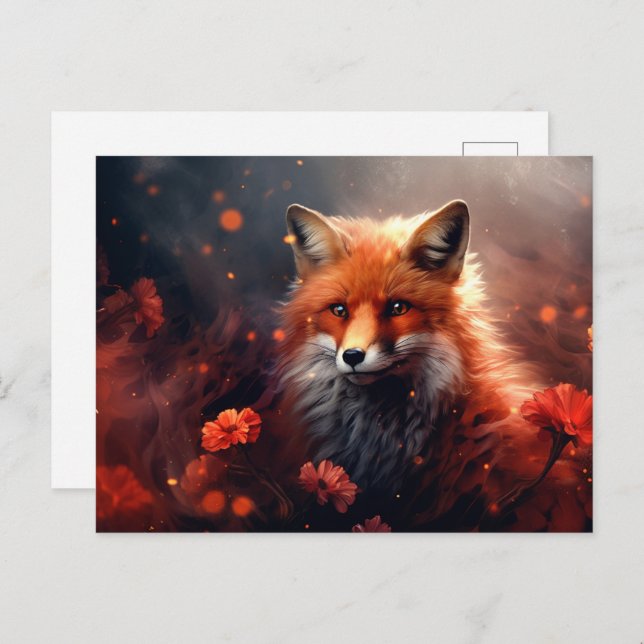 Cartão Postal Carte postale The Fox with Shining Stars: (Frente/Verso)