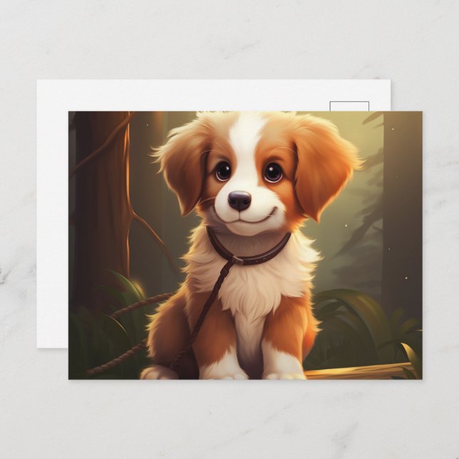 Cartão Postal Carte postale The Mischievous and Funny Pup (Frente/Verso)