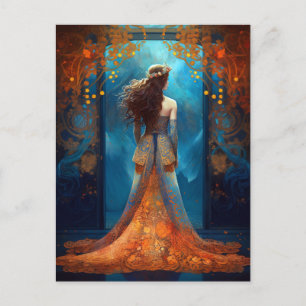 Cartão Postal Carteira De Arte De Fantasia De Belo Vestido