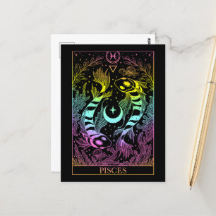 Cartão Postal Carteira de sinais Zodiac Peixes Tarot