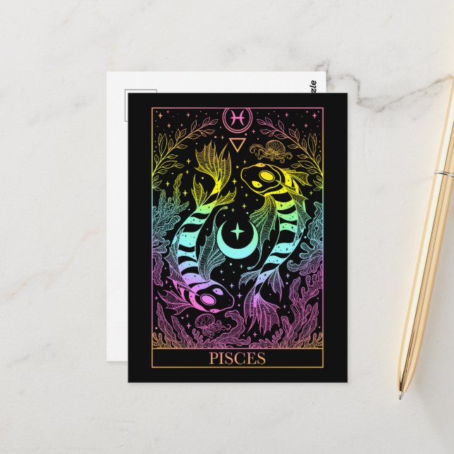 Cartão Postal Carteira de sinais Zodiac Peixes Tarot (Frente/Verso In Situ)