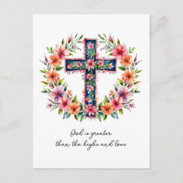 Cartão Postal Carteira Floral - Deus é maior que os Altos