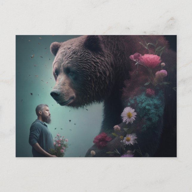 Cartão Postal Cartes Postales bear Fleur (Frente)