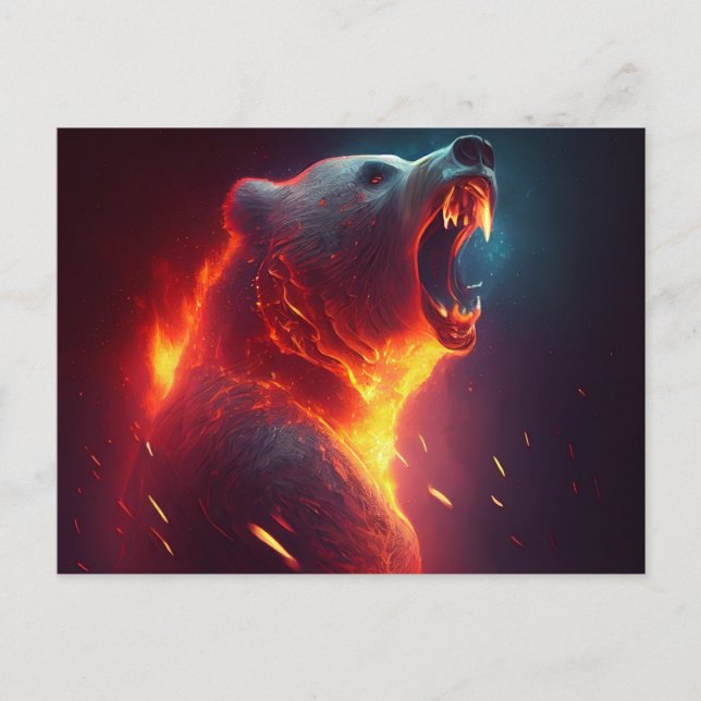 Cartão Postal Cartes Postales bear red (Frente)