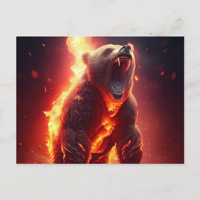 Cartão Postal Cartes Postales bear red (Frente)