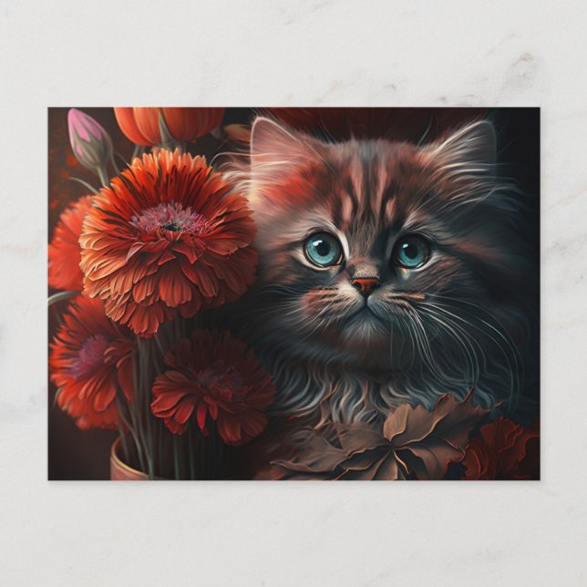 Cartão Postal Cartes Postales Cat Fleur (Frente)