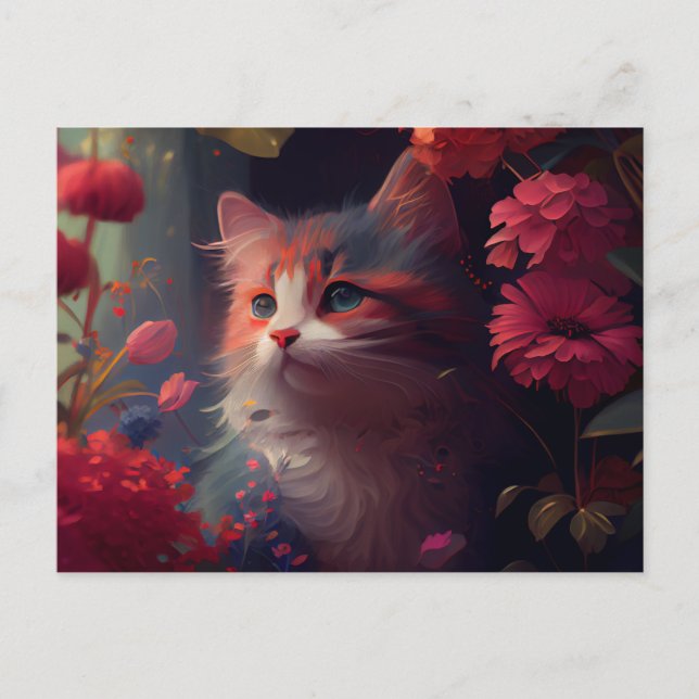 Cartão Postal Cartes Postales Cat Fleur (Frente)