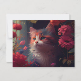 Cartão Postal Cartes Postales Cat Fleur