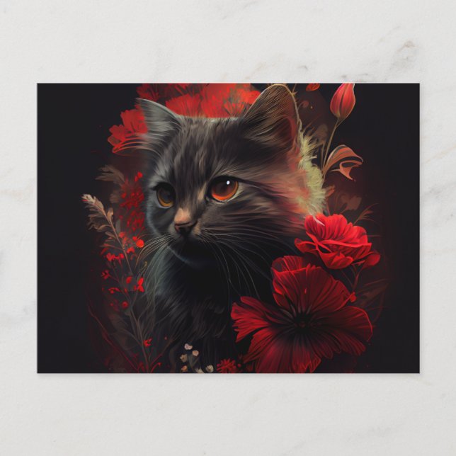 Cartão Postal Cartes Postales Cat Fleur (Frente)