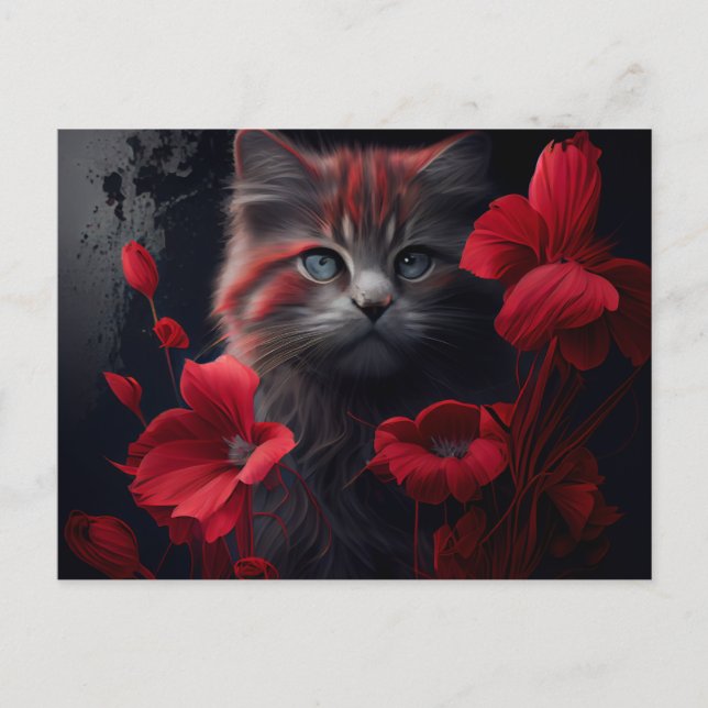 Cartão Postal Cartes Postales Cat Fleur (Frente)