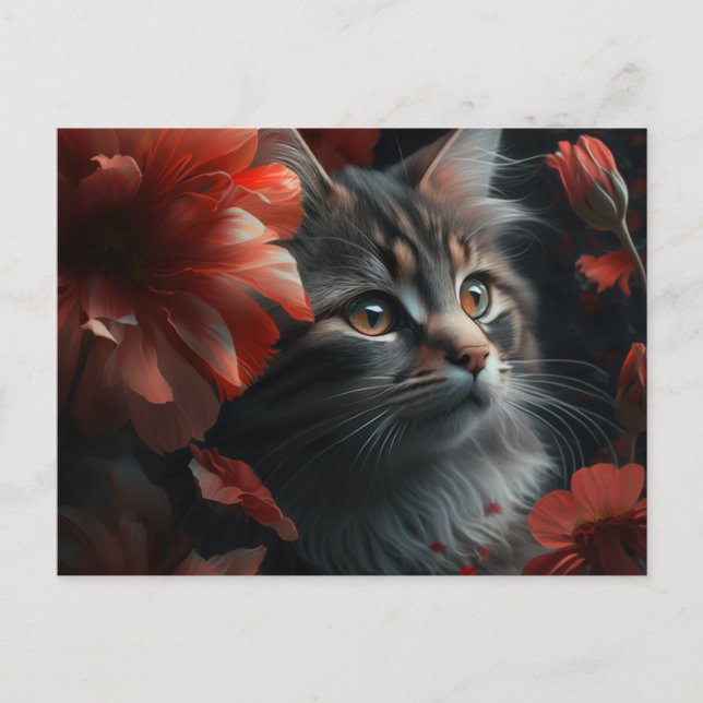Cartão Postal Cartes Postales Cat Fleur (Frente)