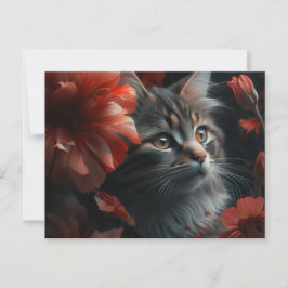 Cartão Postal Cartes Postales Cat Fleur