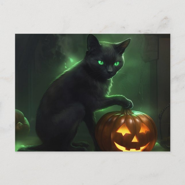 Cartão Postal Cartes Postales Cat Halloween (Frente)