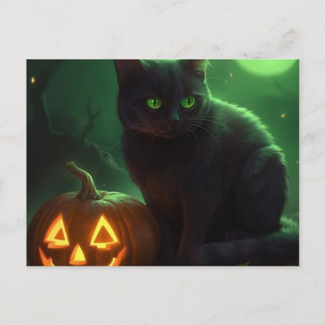 Cartão Postal Cartes Postales Cat Halloween (Frente)