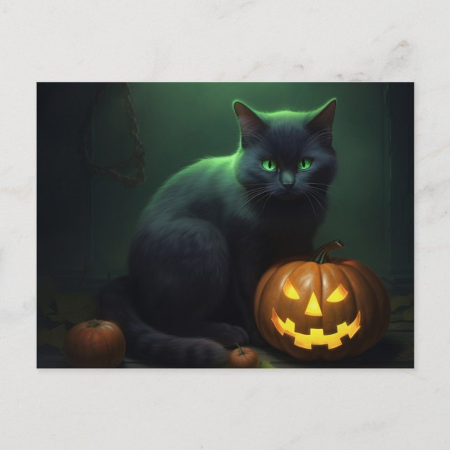 Cartão Postal Cartes Postales Cat Halloween (Frente)